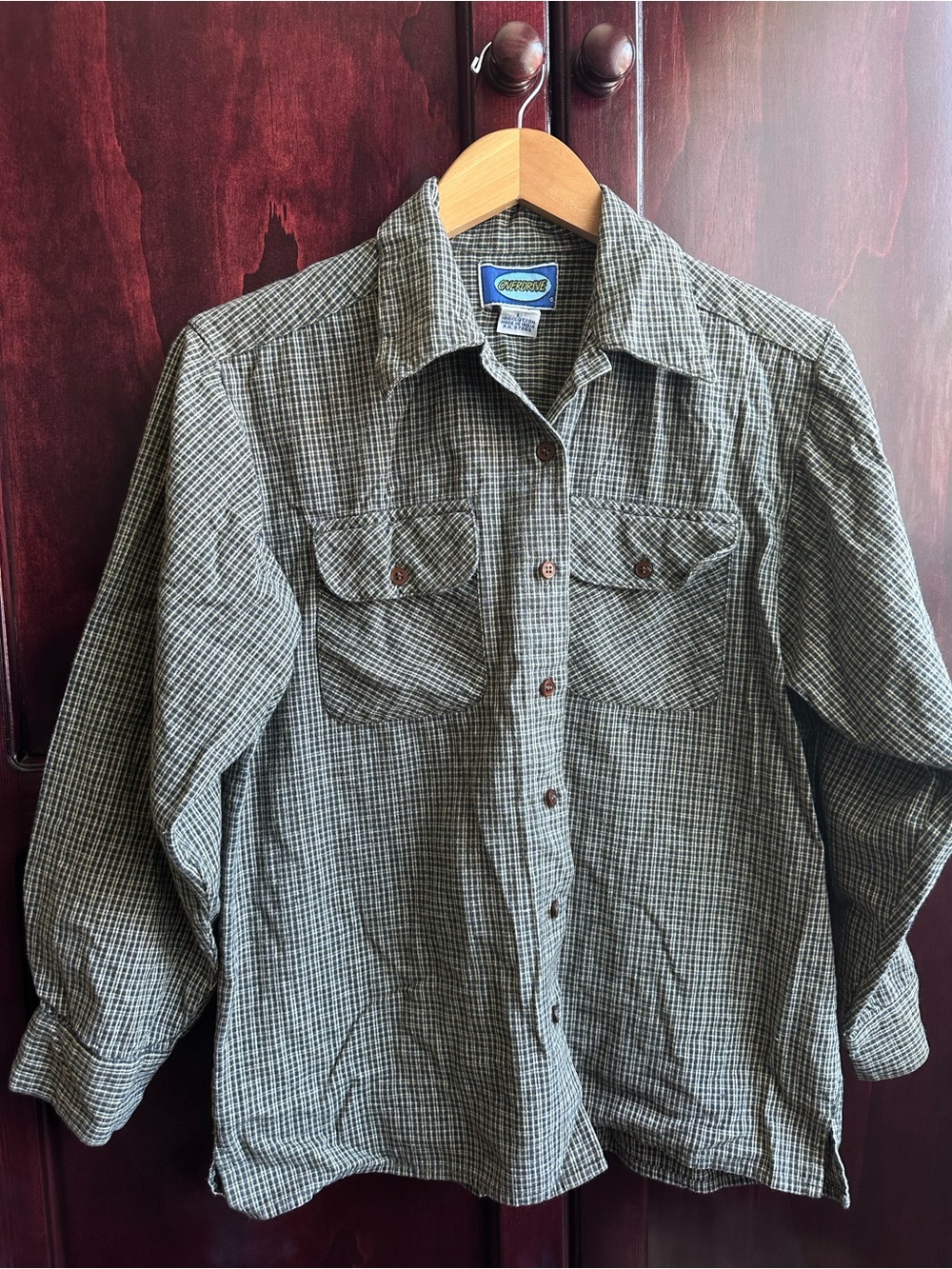 Y2K Overdrive Plaid Long-Sleeve Button Shirt